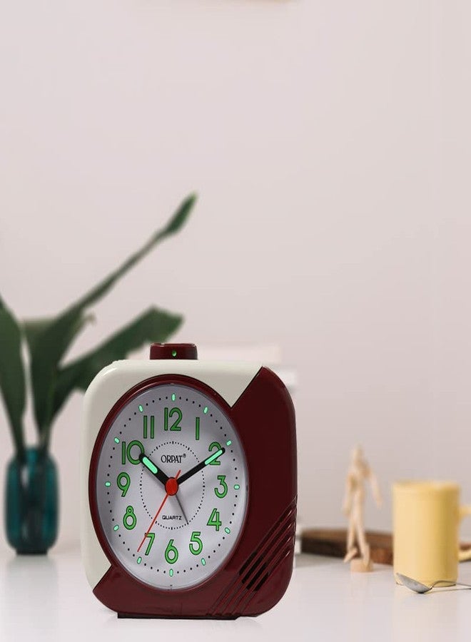 Orpat Ajanta Time Piece Beep Alarm Clock (Small_130X120X60 mm) (Burgundy) - Image 2